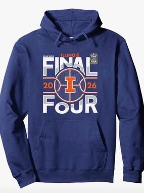 Gildan Navy Illinois Final Four 2026 Hoodie with Orange & White Graphics